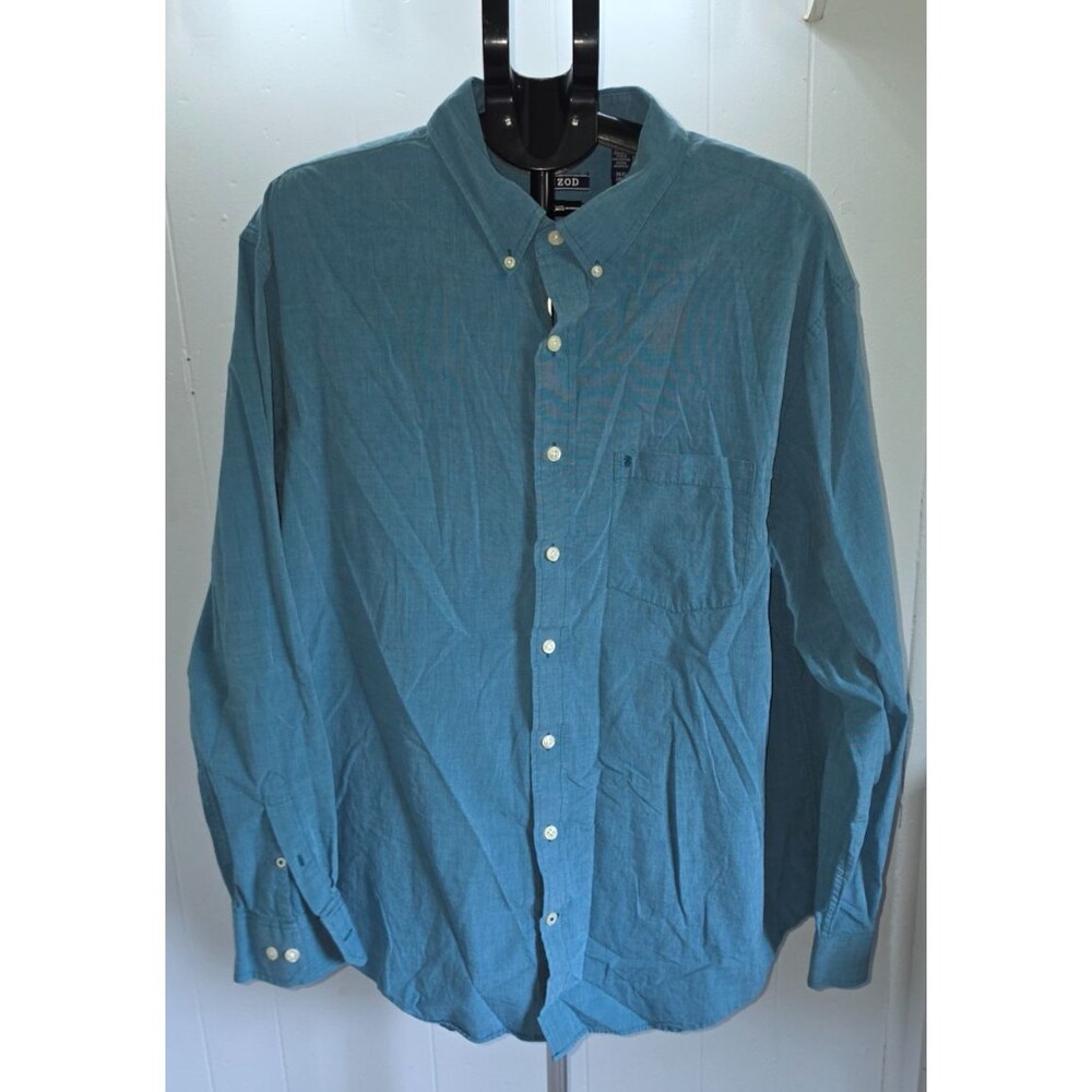 Izod Blue Long Sleeve Button Front Shirt Dress Casual Size 2XLT 2X Tall